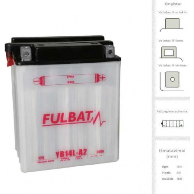 Fulbat - YB14L-A2 (FB14L-A2) - 12V | 175A | 14Ah