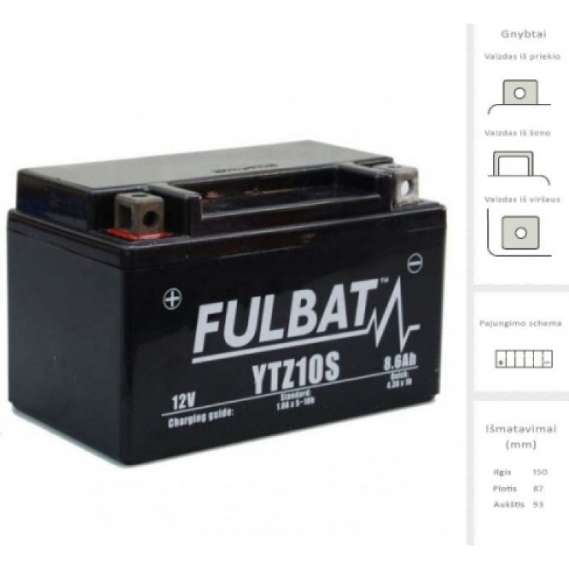 Fulbat - GTZ10S (FTZ10S Gel) - 12V | 190A | 8Ah