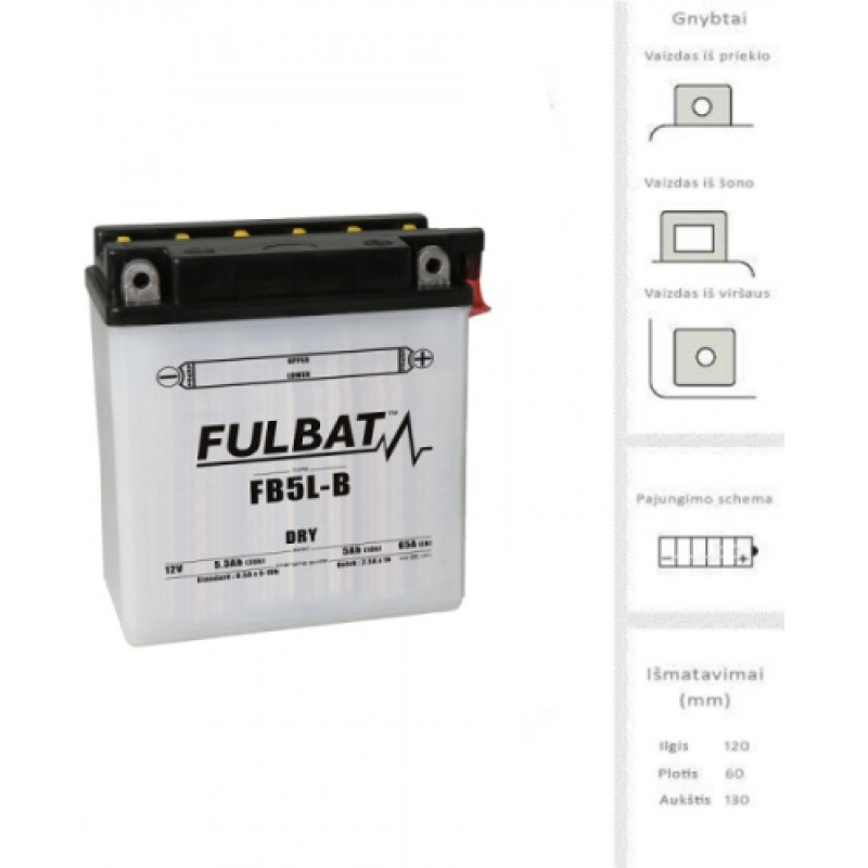 Fulbat - YB5L-B (FB5L-B) - 12V | 65A | 5Ah