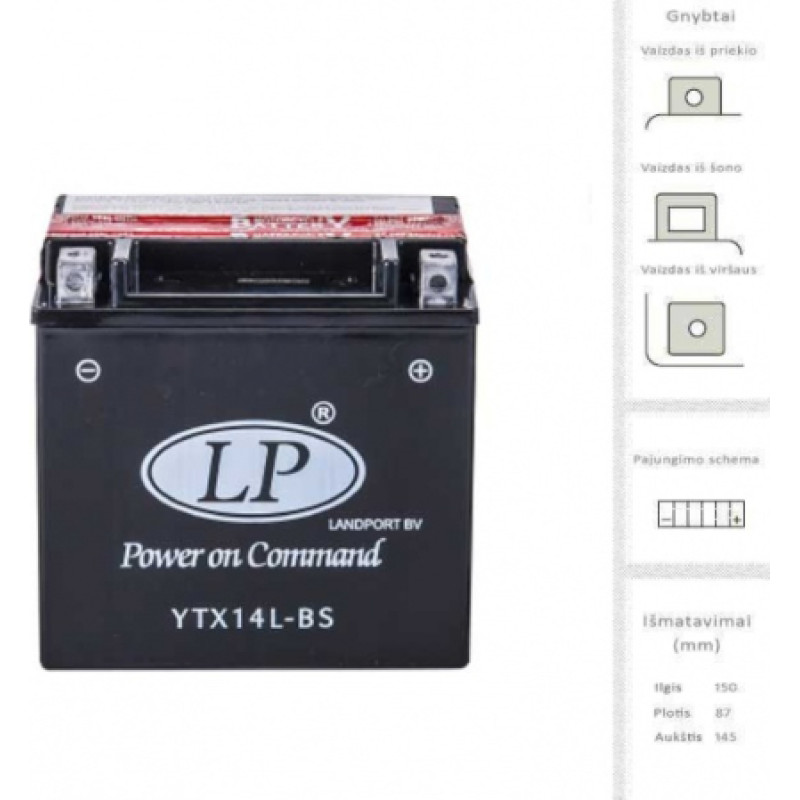 Landport - YTX14L-BS (LTX14L-BS) - 12V | 200A | 12Ah