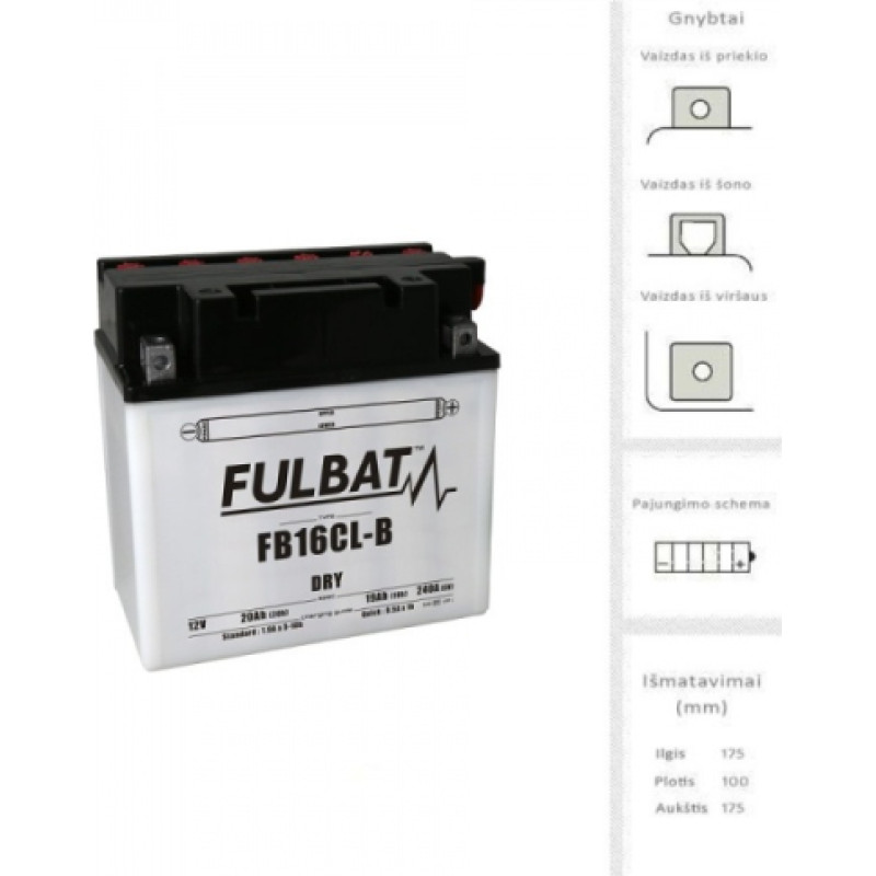 Fulbat - YB16CL-B (FB16CL-B) - 12V | 240A | 19Ah