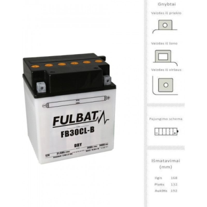 Fulbat - YB30CL-B (FB30CL-B) - 12V | 300A | 30Ah