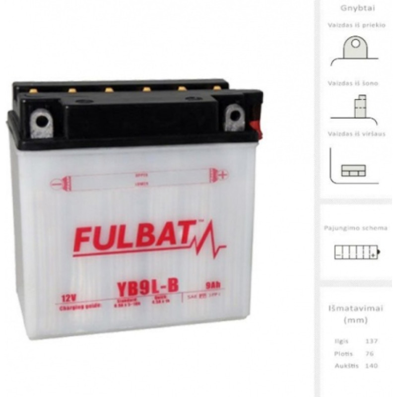 Fulbat - YB9L-B (FB9L-B) - 12V | 130A | 9Ah