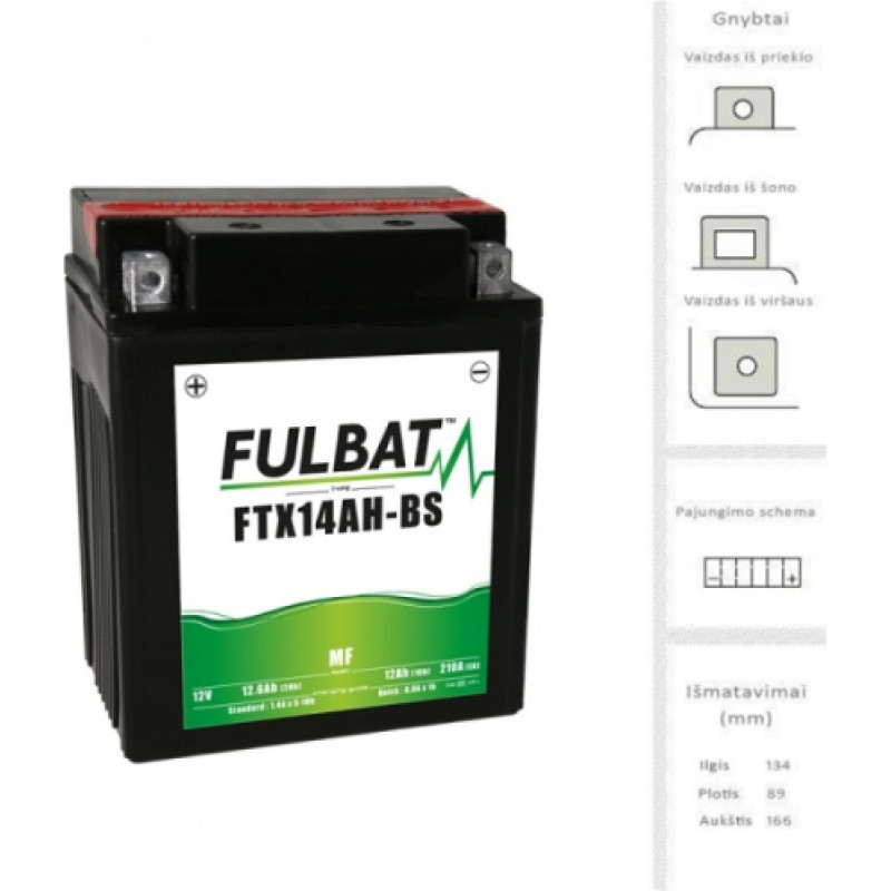 Fulbat - YTX14AH-BS (FTX14AH-BS) - 12V | 210A | 12Ah