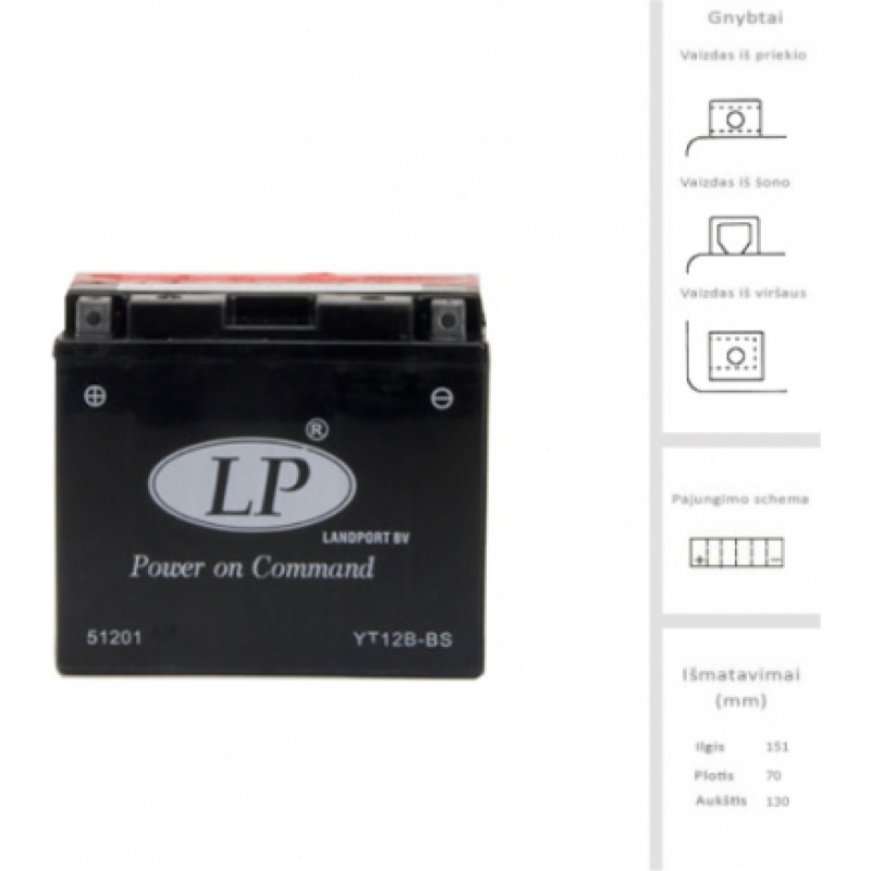 Landport - YT12B-BS (LT12B-BS) - 12V | 175A | 10Ah